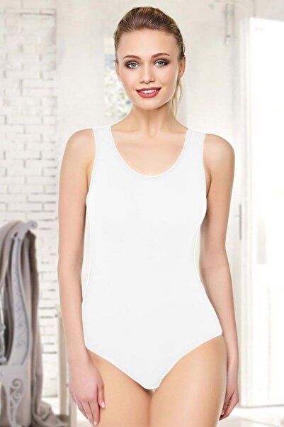 Belinay Kalın Asklılı Çıtçıtlı Body Modal Yumuşak Bayan Atlet 0844 - Beyaz - M