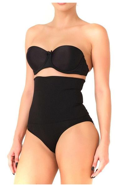 Bestin Women's Black Seamless Double High Waist Slip Maternity Corset with Snap Fasteners at the Bottom