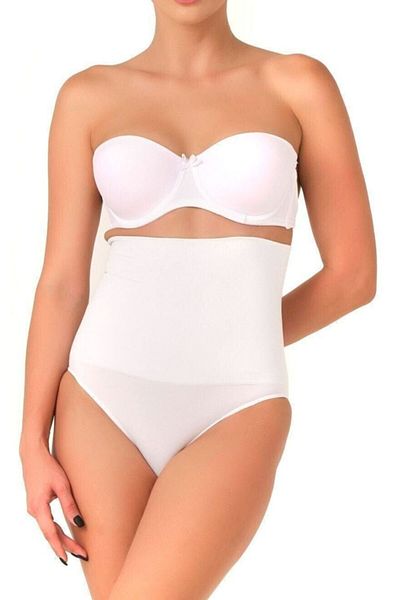 Bestin Women's White Seamless Double High Waist Slip Plus Size Corset with Snap Fasteners at the Bottom