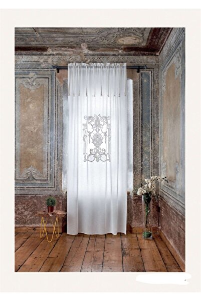 Yılmaz Home Collection Keten Dokulu Nakış Işlemeli Fon Perde