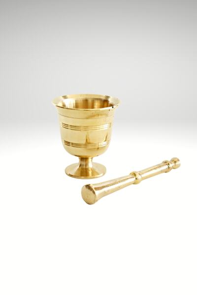 Tarihi El Yapımı Pirinç Havan No: 5, 13 Cm