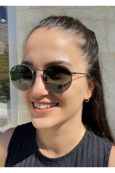Ray-Ban Rb3447 029 50 Round Metal Black Framed Unisex Sunglasses