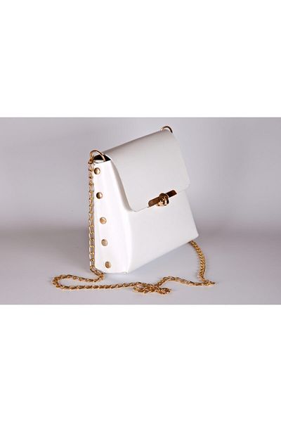 Cicomagaza Geantă de umăr cutie albă pentru femei cu accesorii galbene