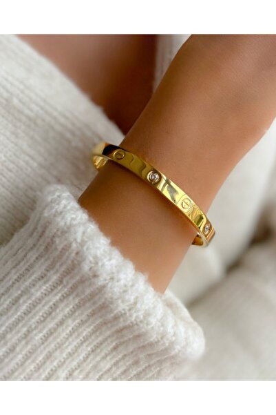 Joya Accessories . Model Zircon Stone Thick Stainless Steel Non-Tarnish Bracelet