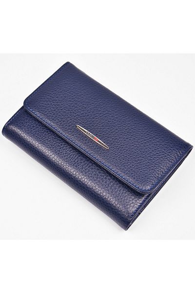 Eminsa Women's Navy Blue Genuine Leather Small Wallet