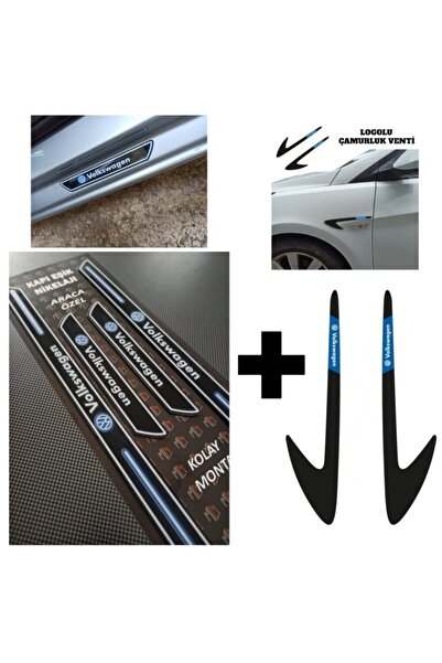Aksefuar Lazer Volkswagen Polo Kapı Eşiği + Logolu Çamurluk Venti Set