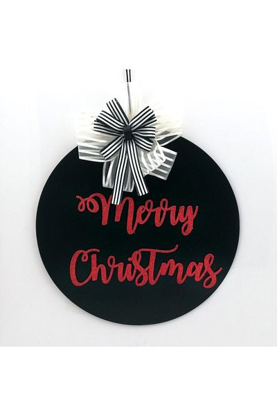 Lora Davet Στολίδι Ξύλινης Πόρτας Merry Christmas - Μαύρο 54298