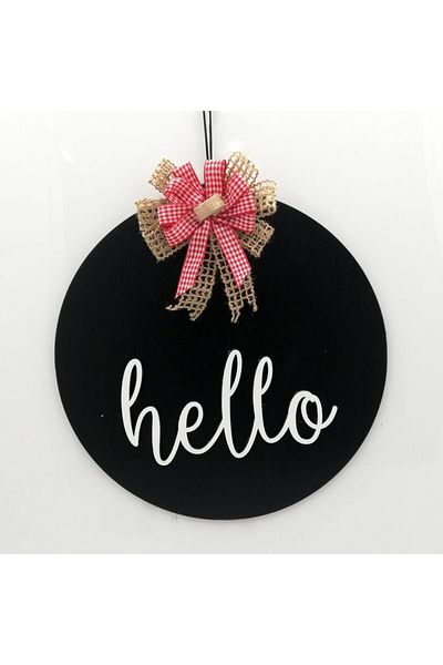 Lora Davet Στολίδι Ξύλινης Πόρτας Hello - Μαύρο 54222