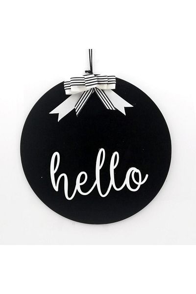Lora Davet Στολίδι Ξύλινης Πόρτας Hello - Μαύρο 54217