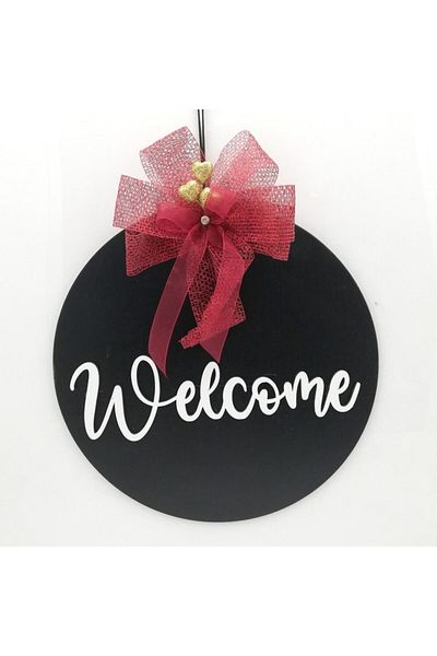 Lora Davet Στολίδι Ξύλινης Πόρτας Welcome - Μαύρο 54235