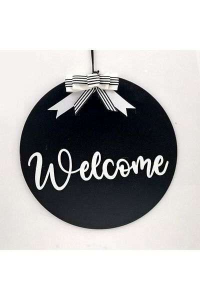 Lora Davet Στολίδι Ξύλινης Πόρτας Welcome - Μαύρο 54234