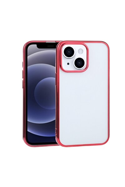 Ally Mobile Iphone 13 6.1inç Lazer Kaplama Renkli Kenar Şeffaf Kılıf Kırmızı