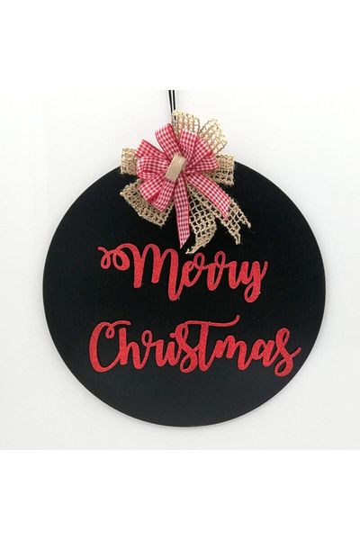 Lora Davet Στολίδι Ξύλινης Πόρτας Merry Christmas - Μαύρο 54300