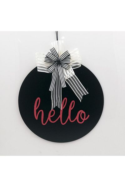 Lora Davet Στολίδι Ξύλινης Πόρτας Hello - Μαύρο 54280