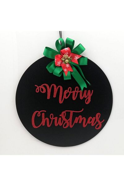 Lora Davet Στολίδι Ξύλινης Πόρτας Merry Christmas - Μαύρο 54293