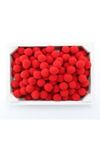 Yumuşakkeçe Plush Pompom 50 Pieces 2 Cm Red