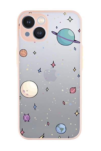 mooodcase Iphone 13 Uyumlu Gezegenler Desenli Kamera Korumalı Buzlu Şeffaf Lüx Telefon Kılıfı