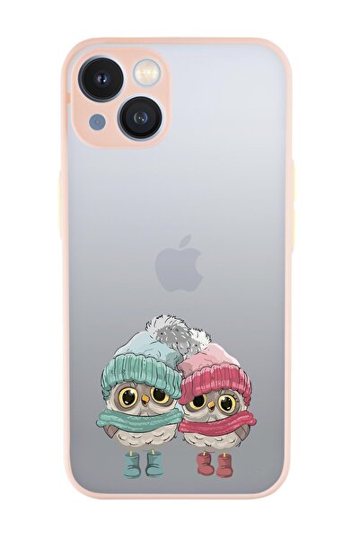 mooodcase Iphone 13 Uyumlu Bereli Baykuşlar Desenli Kamera Korumalı Buzlu Şeffaf Lüx Telefon Kılıfı