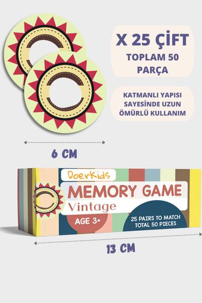 DoerKids Memory Game Ikili Set - Eşleştirme Beceri Hafıza Oyunu - 4 Farklı Kullanım
