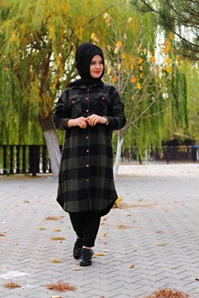 Modakenti Large Size Thick Long Lumberjack Shirt - Khaki