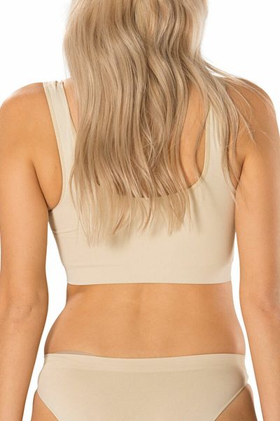 Bestin Γυναικείο μπεζ 2 πακέτο Bamboo Plus Size Padded Thick Strap Bustier Bra 707