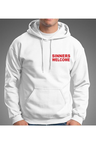 venüsdijital Sinners Welcome White Hoodie