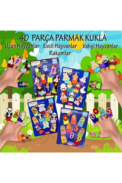 Tox 4 Set - 40 Pieces Figures, Flying, Pets and Wild Animals Finger Puppet T77-2 T78-2 T222 T64