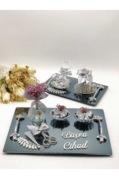 ZEKAAVM 2-Piece Promise Tray Groom's Coffee Engagement Tray