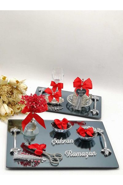 ZEKAAVM 2-Piece Promise Tray Groom's Coffee Engagement Tray