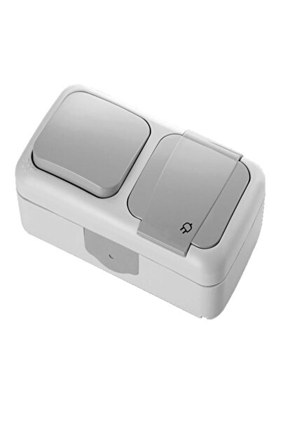 VİKO Palmiye Kombine Sıvaüstü Anahtar Topraklı Priz Suya Dayanıklı