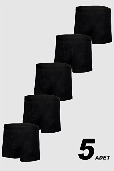 NACAR STORE 5'li Erkek Siyah Pamuklu Likralı Boxer