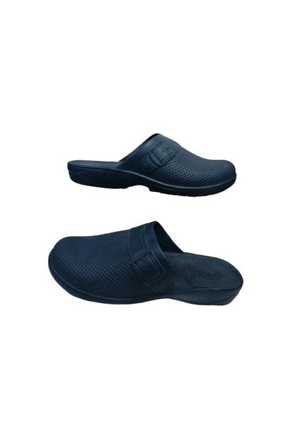 GEZER Ge0358-10 Ανδρικές παντόφλες κήπου μπάνιου με κλειστό μπλε ναυτικό μπλε κουκκίδες