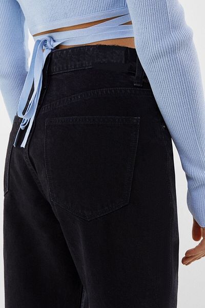 Ramrod „Back to School“-Mom-Jeans aus Lycra in Schwarz mit weiter Passform
