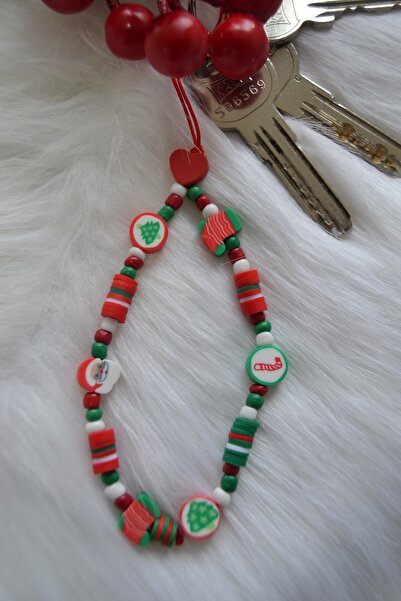 Karlay سلسلة مفاتيح حمراء من خرز فيمو لمفهوم العام الجديد