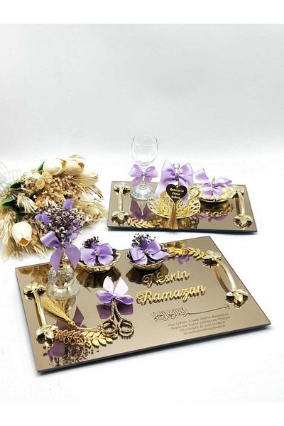 ZEKAAVM 2-Piece Promise Tray Groom's Coffee Engagement Tray