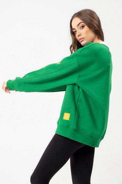 Eazy Co Φούτερ Eazy College Oversize Unisex με πράσινο γιακά πόλο