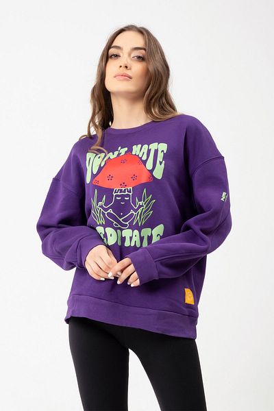 Eazy Co Hanorac unisex mov cu gât crew oversize Eazy Meditate