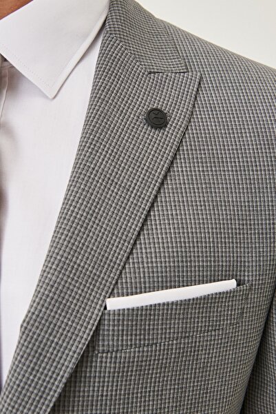 ALTINYILDIZ CLASSICS Erkek Gri Slim Fit Dar Kesim Desenli Takım Elbise