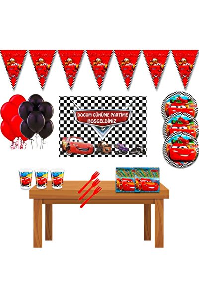 Şimşek Mcqueen Afişli Cars Arabalar Doğum Günü Parti Malzemeleri Süsleri Seti...