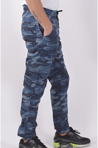 BLACK STEEL Slim Fit,bel Ve Paça Lastikli,kargo Cepli Kamuflaj Desen Pantolon-91000