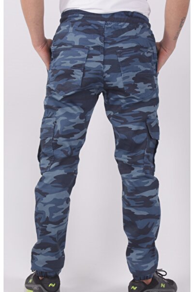 BLACK STEEL Slim Fit,bel Ve Paça Lastikli,kargo Cepli Kamuflaj Desen Pantolon-91000