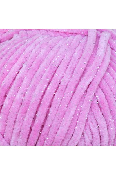 LaVita Yarn خيط تريكو يدوي من Velurex Baby Glitter Velvet Amigurumi Taka (4017-وردي حلوى)
