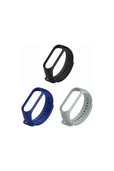 gaman Mi Band 3/4 Uyumlu Akıllı Bileklik Kordonu 3'lü Set Siyah-gri-lacivert