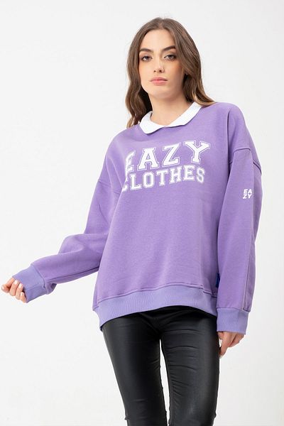 Eazy Co Hanorac unisex oversize Eazy College cu gât polo liliac