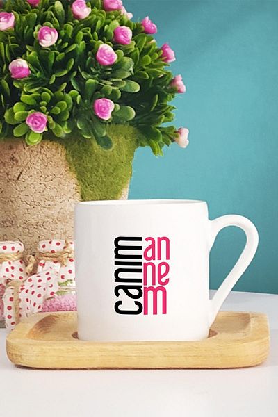 Hedizu Gift for Mother My Dear Mother Turkish Coffee Cup with Wooden Base