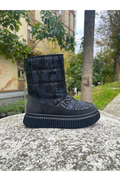 MOTTİ KİDS CLUB Hakiki Deri Orthopedıc Çocuk Lacivert Yazılı Kar Botu