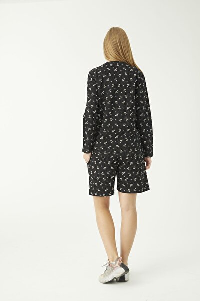 Siyah İnci Σετ σορτς φούτερ με μοτίβο τσέπης