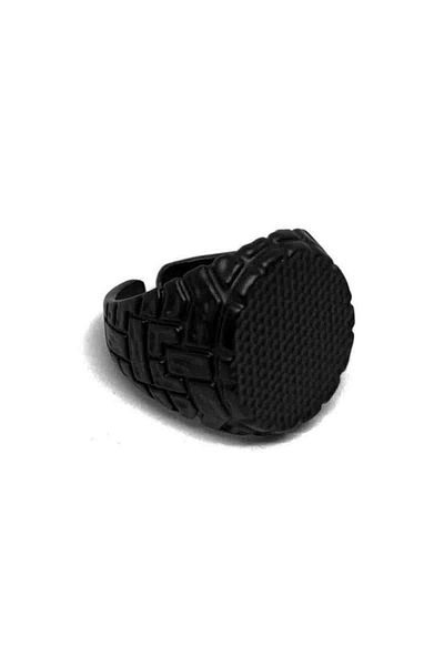 The Collection Çukur Slope Adjustable Matte Black Ring Cube Bracelet And Necklace Set