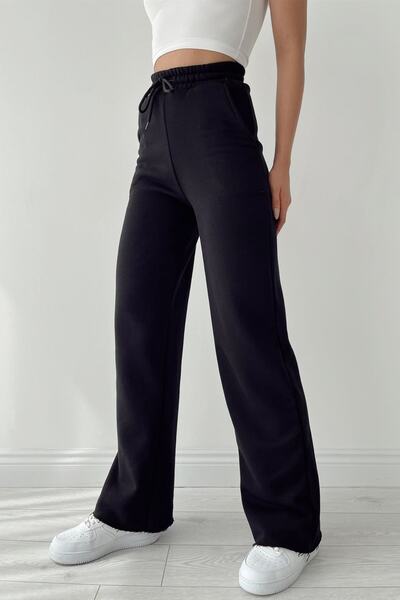 Eva Sunset Pantaloni de sport de iarnă, negri, largi, cu 3 fire