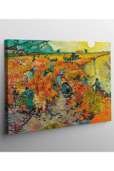 StellaStore Vincent Van Gogh Kırmızı Üzüm Bağı Kanvas Tablo